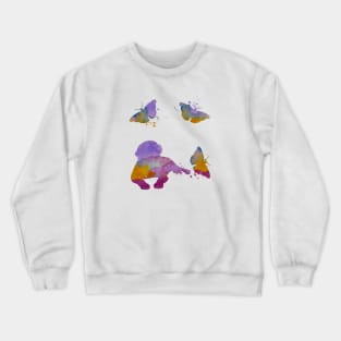 Newfoundland Dog Art, Dogs With Butterflies Crewneck Sweatshirt